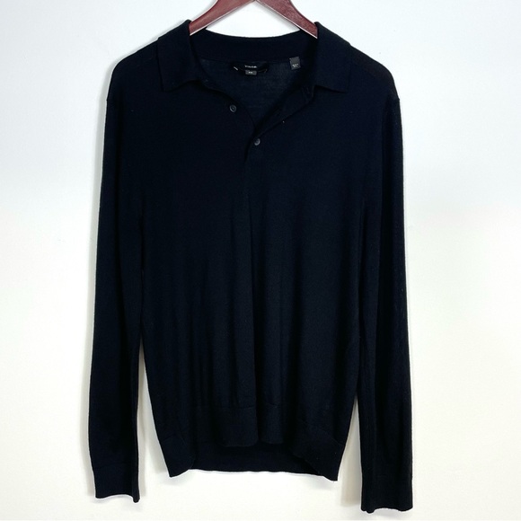Vince Other - Vince Men's Black Wool Long Sleeve Polo Sweater Size M